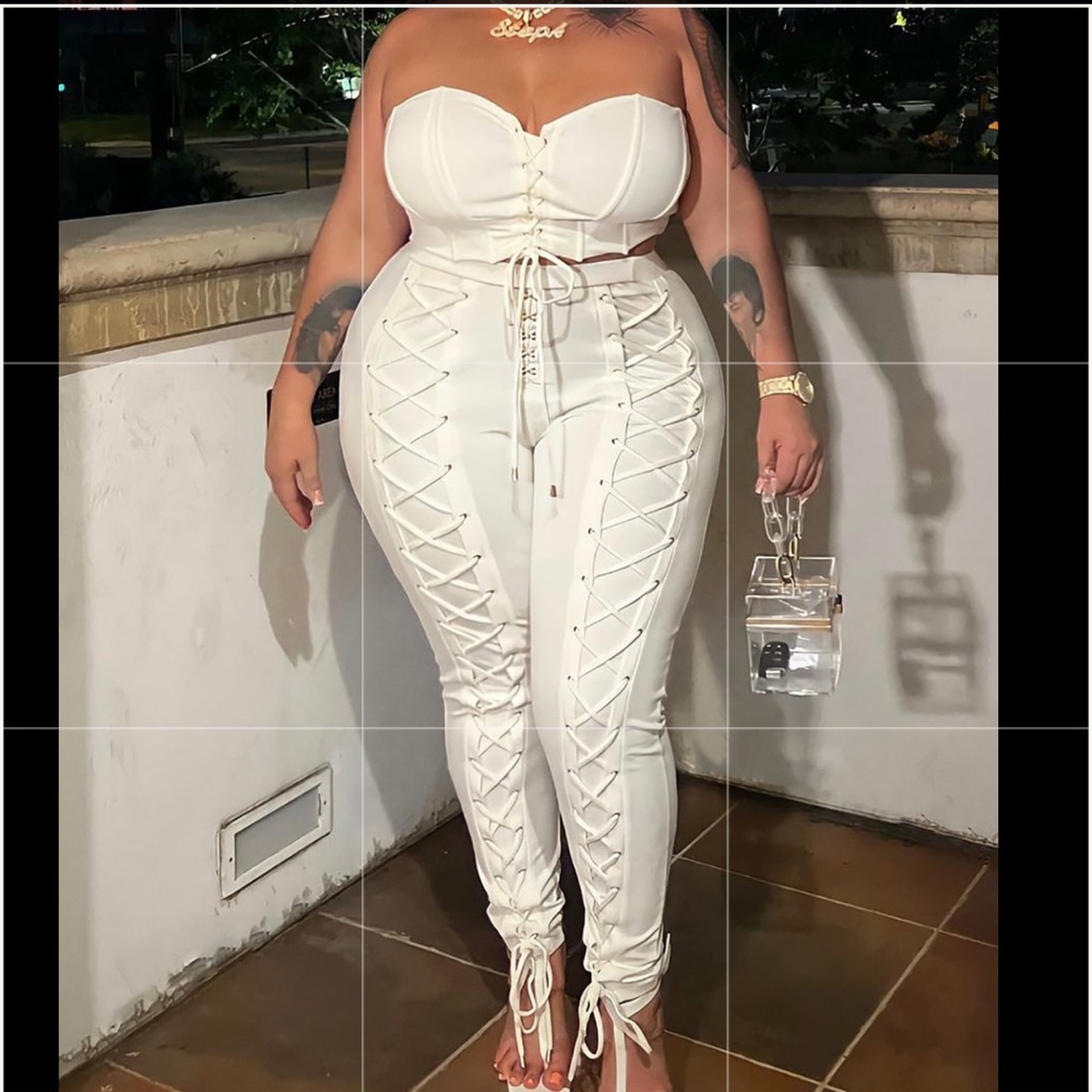 Lace up pants set